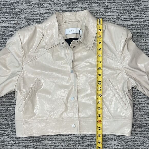 NWT IRO Devta Patent Leather Jacket Sand Size 40/ US 8 - Picture 8 of 15